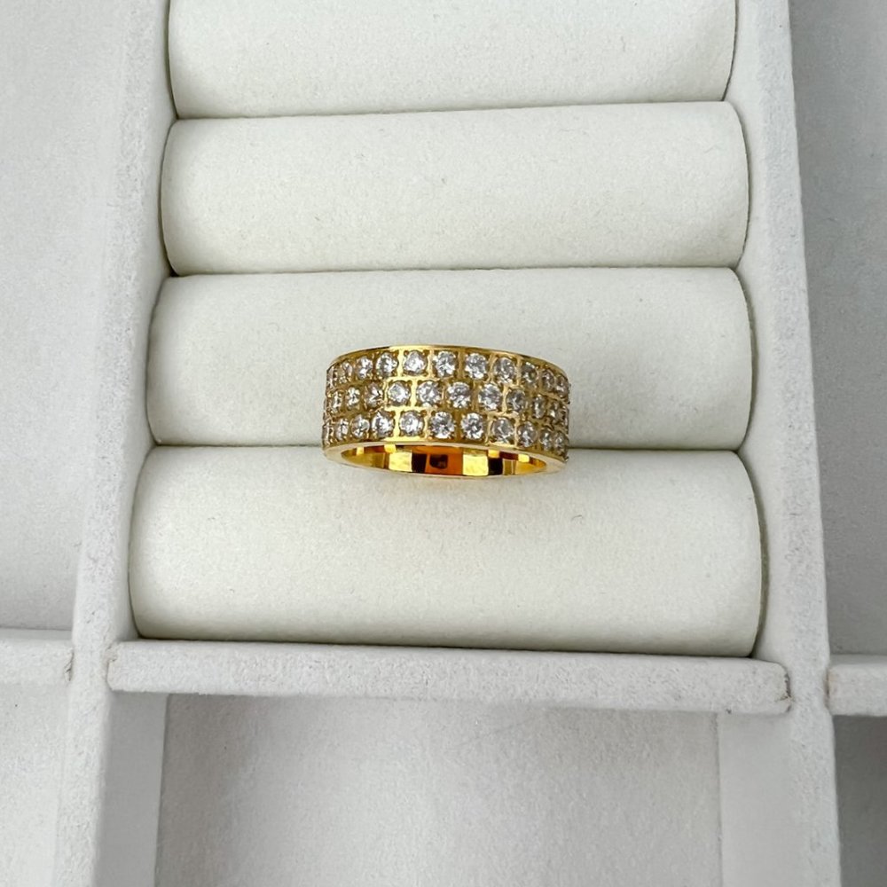 Gold Plated Full Eternity Wide Band Ring Chunky Ring For Women Gold Plated Ring - Picture 3 of 7